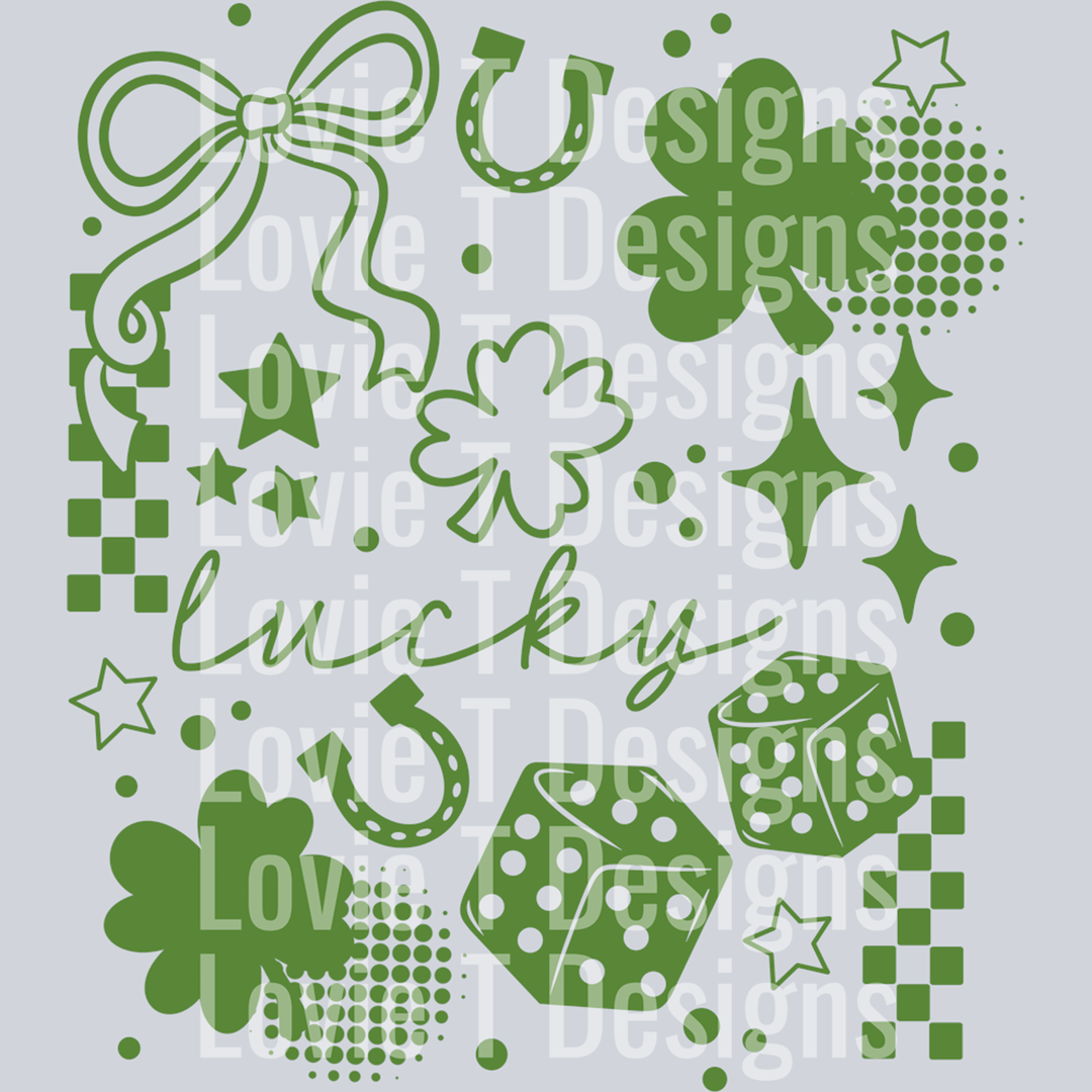Lucky Collage Single Color Green – DTF Transfer