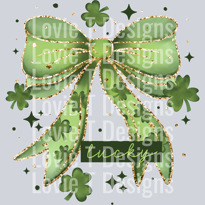 Lucky Glitter and Green Bow – DTF Transfer