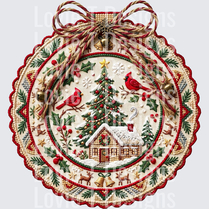 Needlepoint Christmas Ornament – DTF Transfer