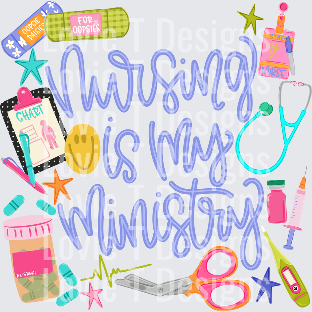 Nursing is My Ministry Blank Pill Label – DTF Transfer