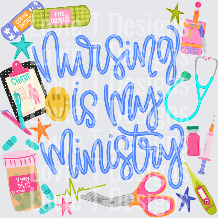 Nursing is My Ministry Blue – DTF Transfer