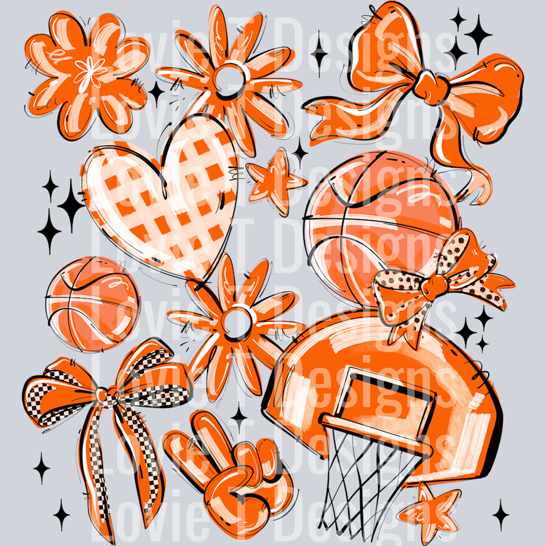 Orange Play Ball Basketball Collage – DTF Transfer