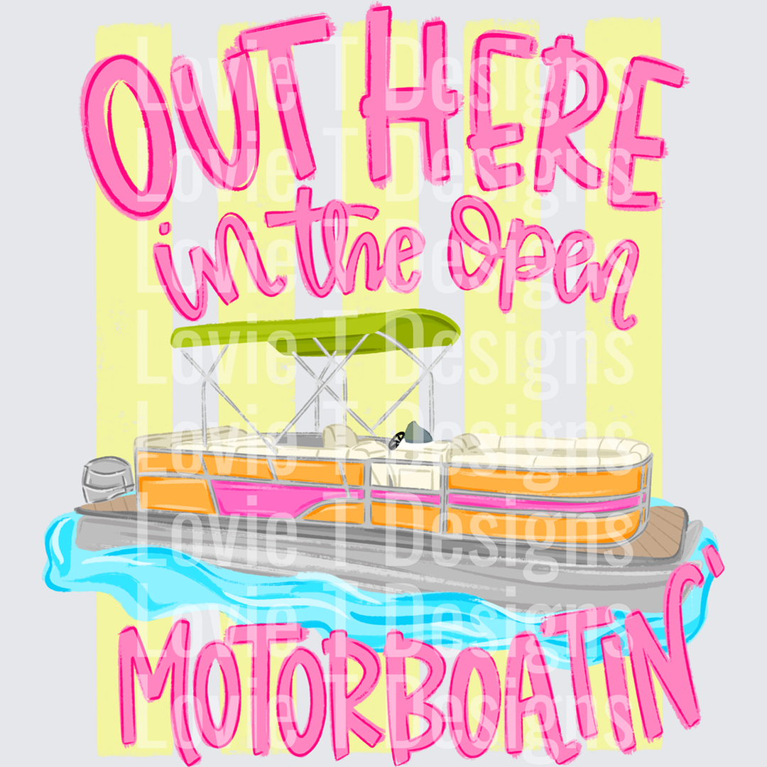 Out Here Motorboatin with Stripes – DTF Transfer