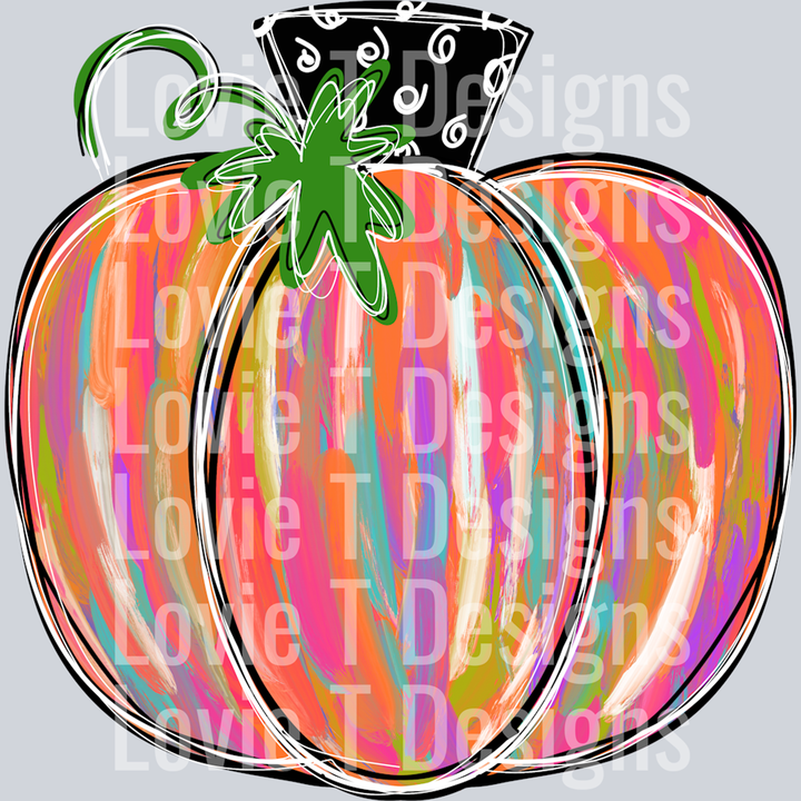 Painted Pumpkin Bright Colors – DTF Transfer
