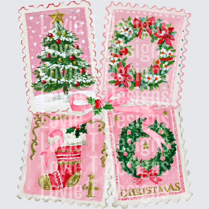 Pink Christmas Stamps – DTF Transfer