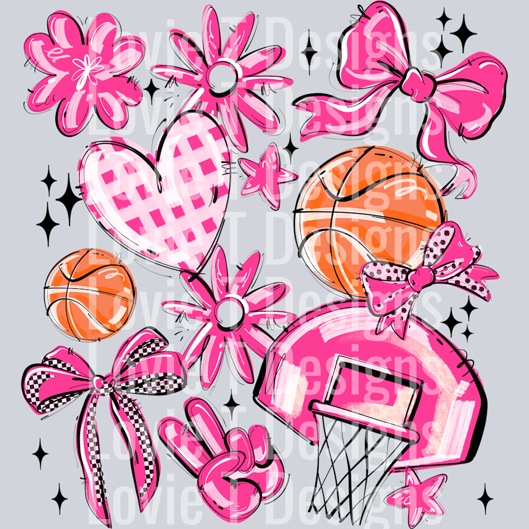 Pink Play Ball Basketball Collage – DTF Transfer
