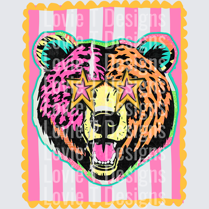 Preppy Mascot Stripes Bear – DTF Transfer
