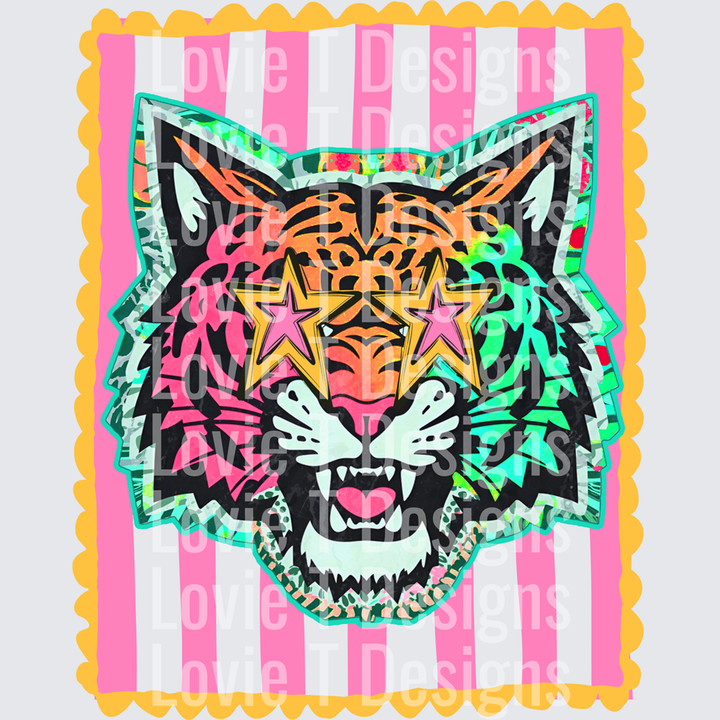 Preppy Mascot Stripes Bobcat – DTF Transfer