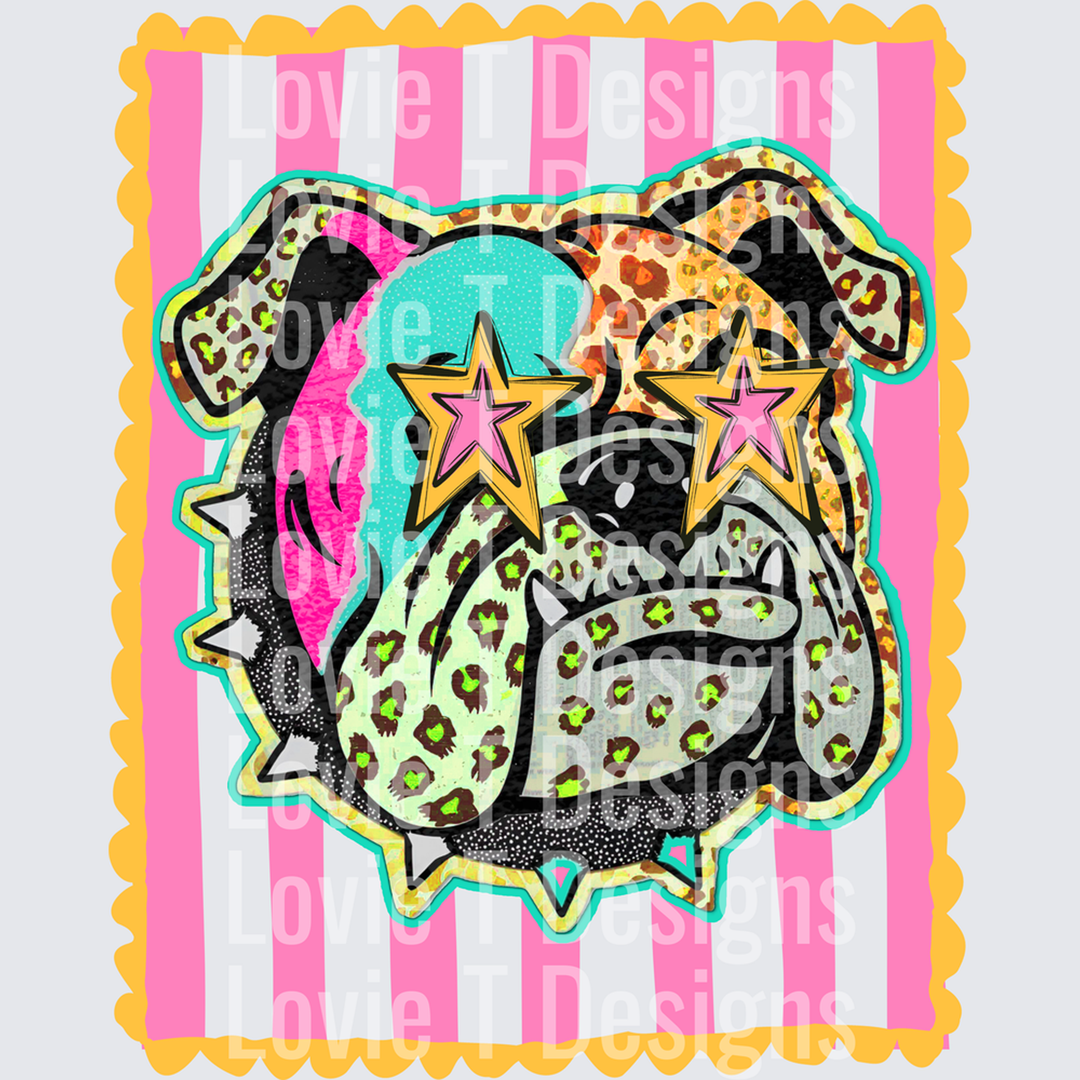 Preppy Mascot Stripes Bulldog – DTF Transfer