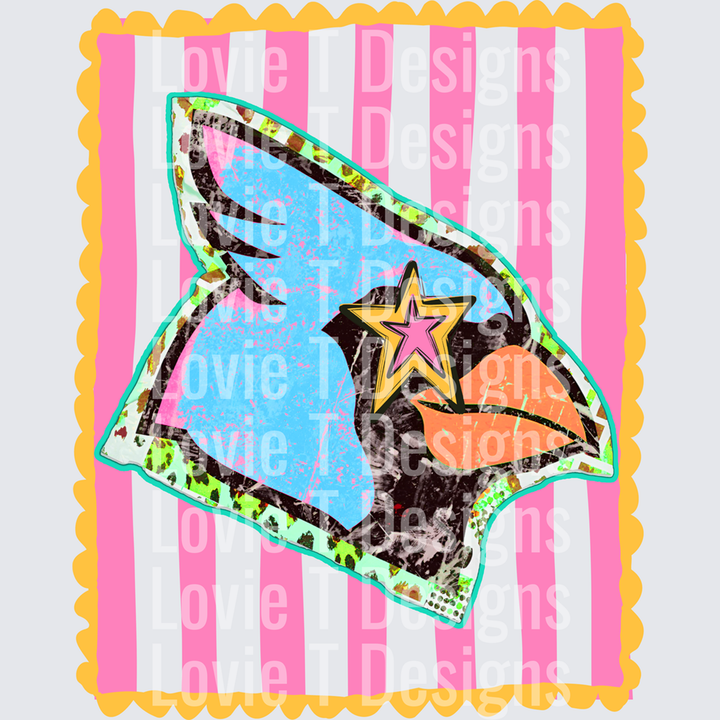 Preppy Mascot Stripes Cardinals – DTF Transfer