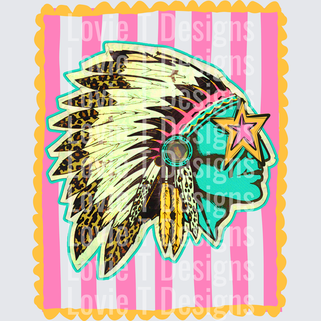 Preppy Mascot Stripes Chiefs Indians – DTF Transfer