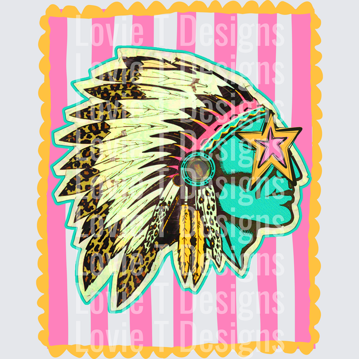 Preppy Mascot Stripes Chiefs Indians – DTF Transfer