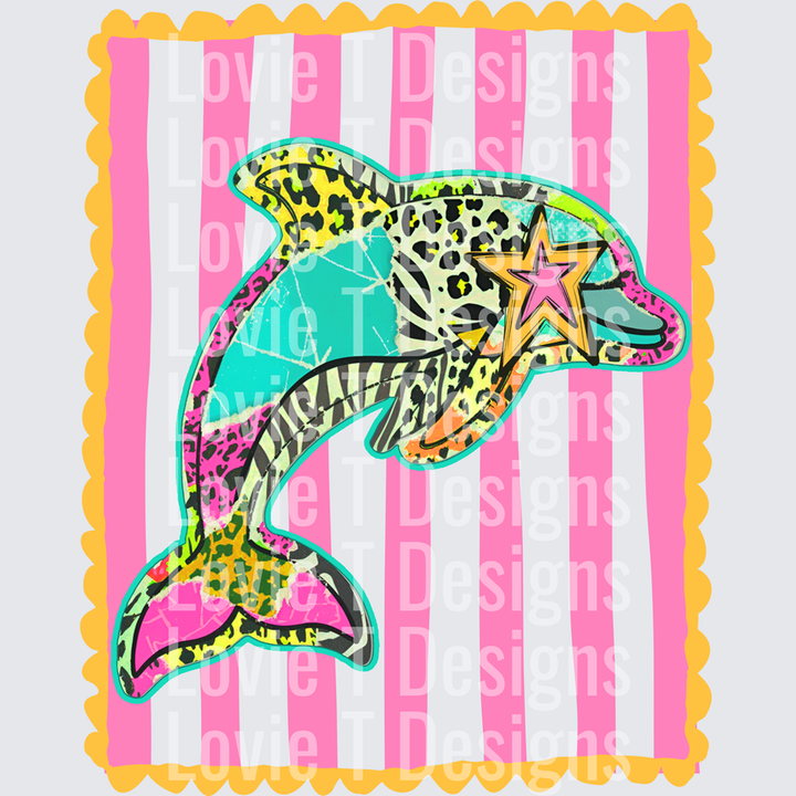 Preppy Mascot Stripes Dolphins – DTF Transfer