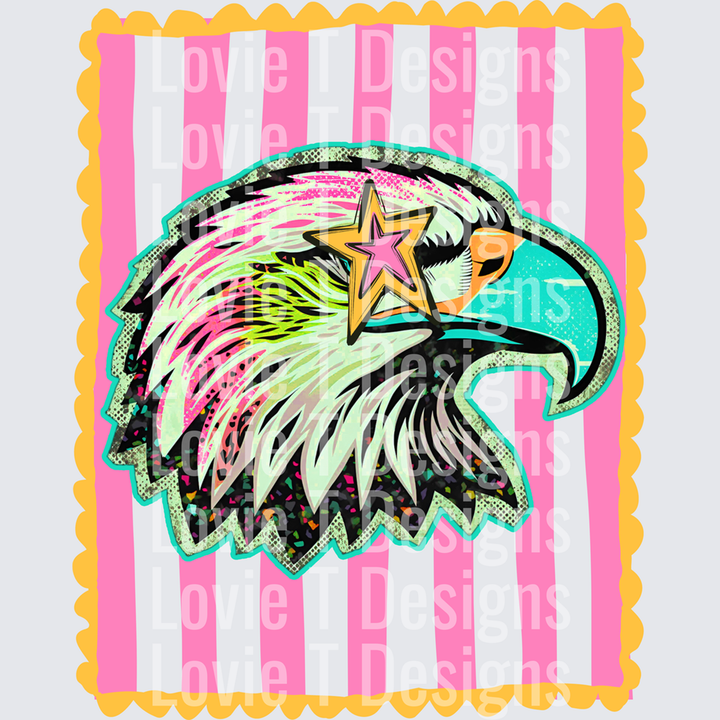 Preppy Mascot Stripes Eagles – DTF Transfer