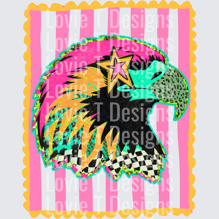 Preppy Mascot Stripes Hawks – DTF Transfer