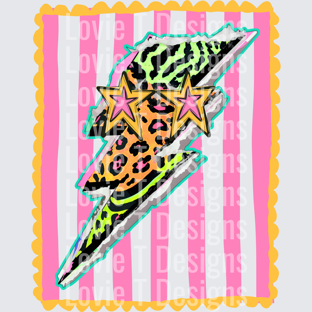 Preppy Mascot Stripes Lightning – DTF Transfer
