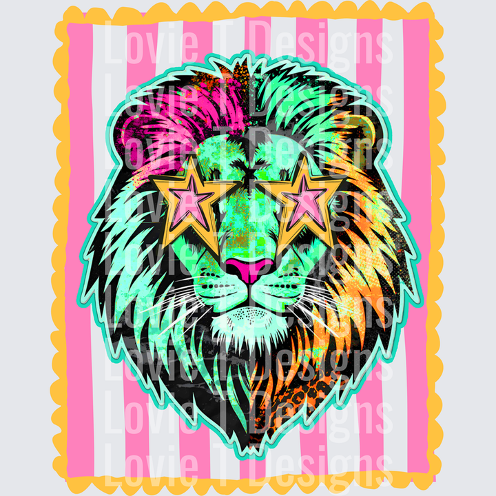 Preppy Mascot Stripes Lions – DTF Transfer