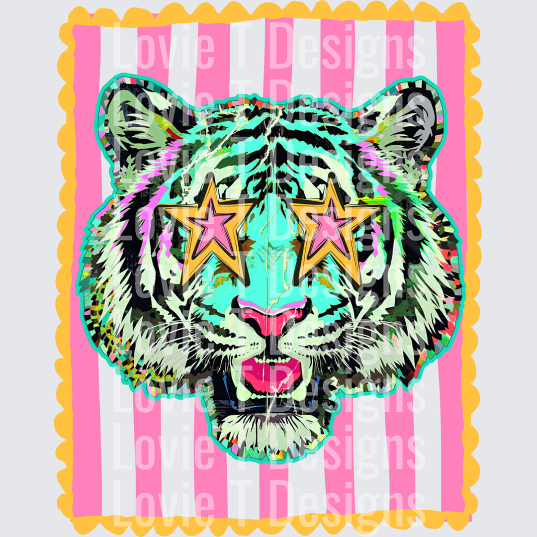 Preppy Mascot Stripes Tigers – DTF Transfer