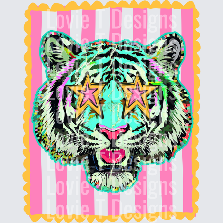 Preppy Mascot Stripes Tigers – DTF Transfer