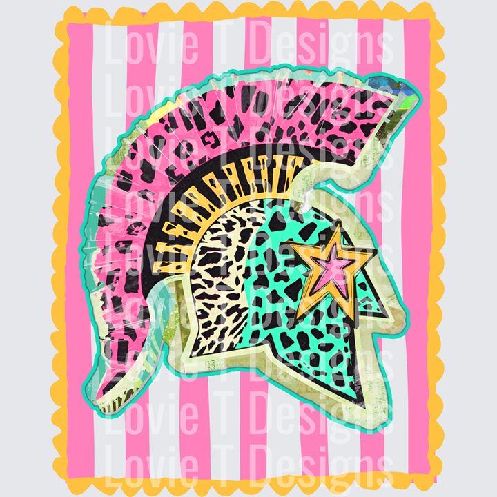Preppy Mascot Stripes Trojans – DTF Transfer