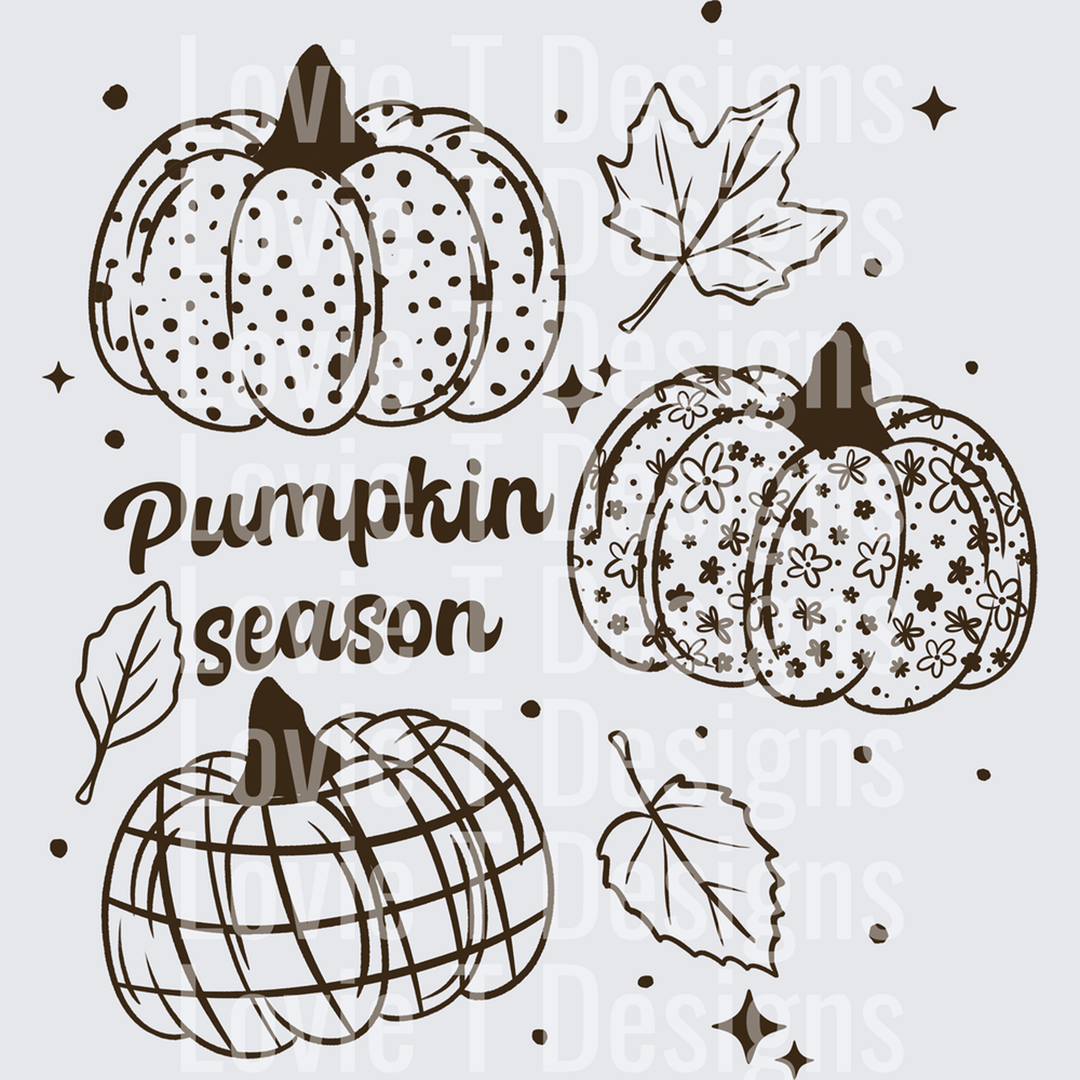 Pumpkin Patterns Single Color Brown – DTF Transfer