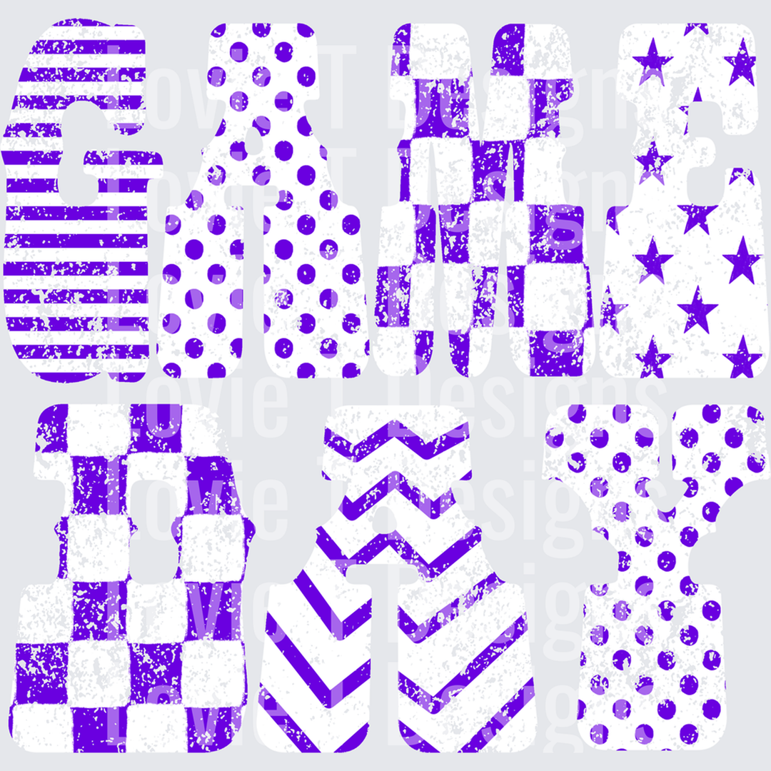 Purple White Game Day – DTF Transfer