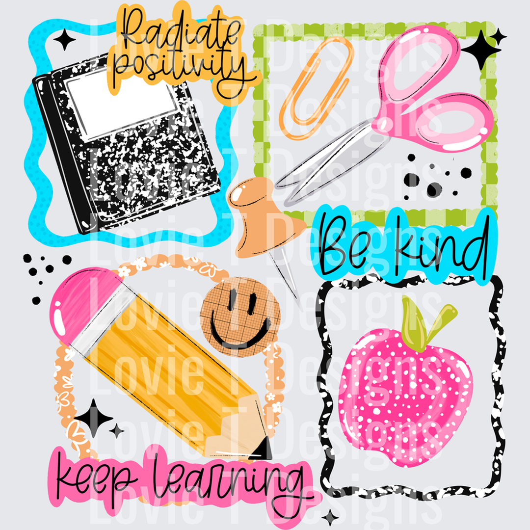 Radiate Positivity School Frames – DTF Transfer