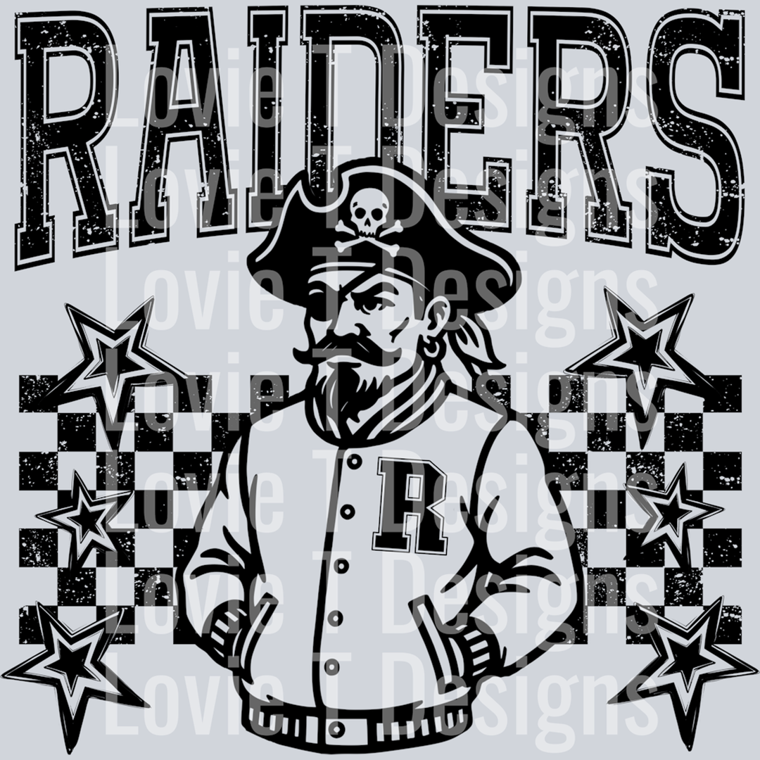 Raiders Pirate Checkered and Stars – DTF Transfer