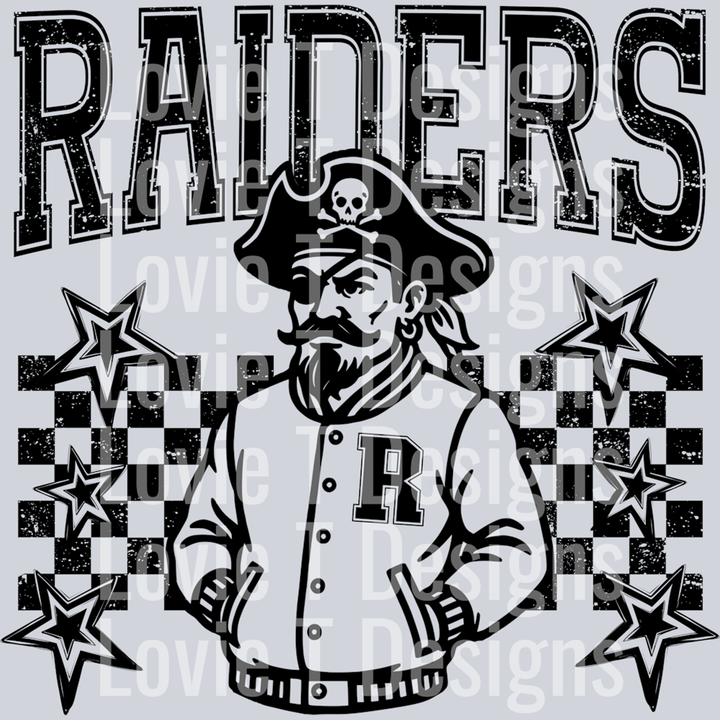 Raiders Pirate Checkered and Stars – DTF Transfer