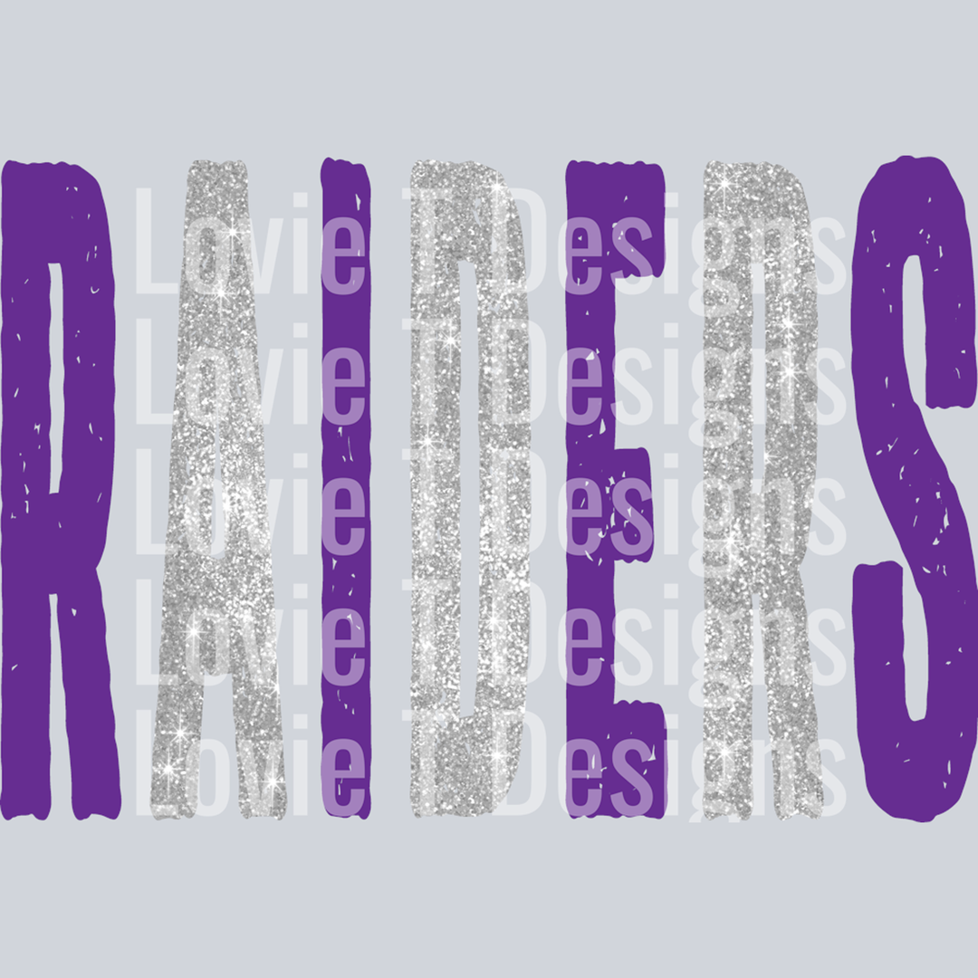 Raiders Purple and Silver Grunge Mascot – DTF Transfer