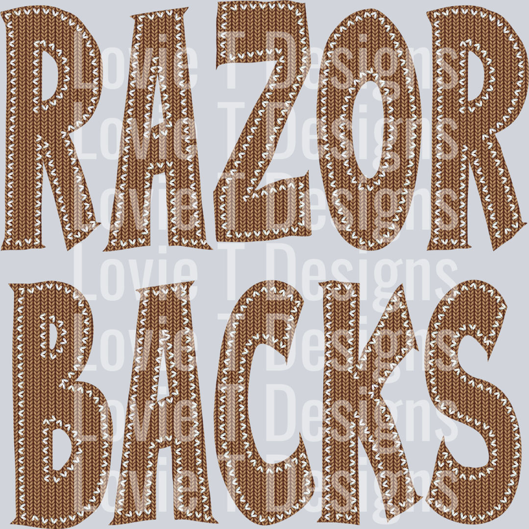 Razorbacks Knitted Stitched Patch – DTF Transfer