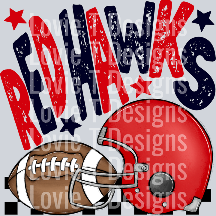 Red Hawks Football Helmet Red Navy – DTF Transfer