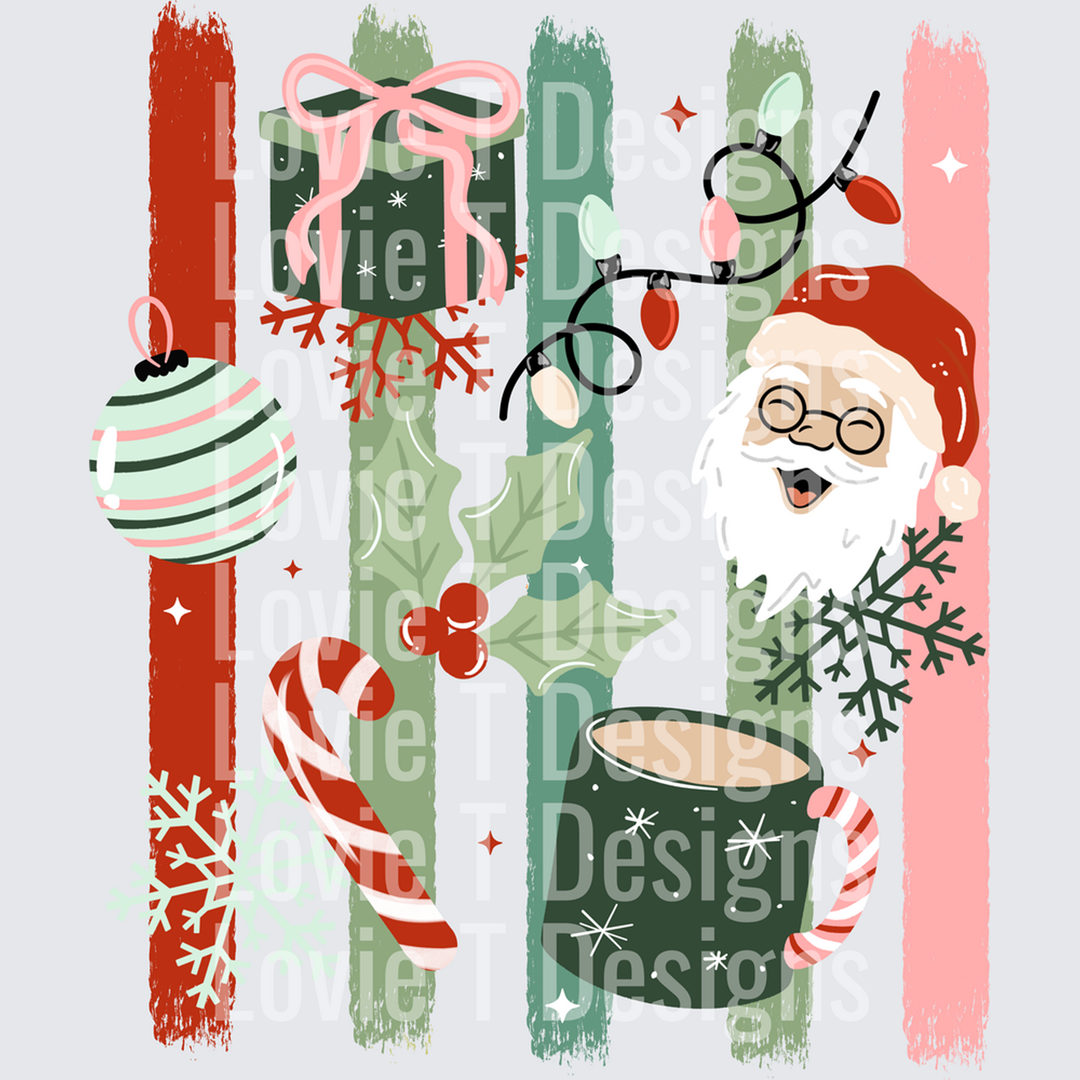 Santa Gifts Light Skin Stripes – DTF Transfer