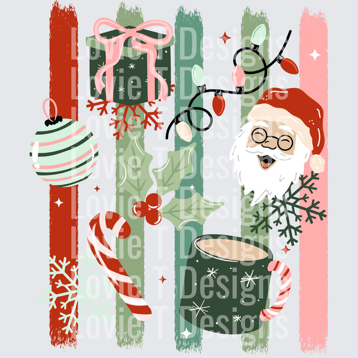 Santa Gifts Light Skin Stripes – DTF Transfer