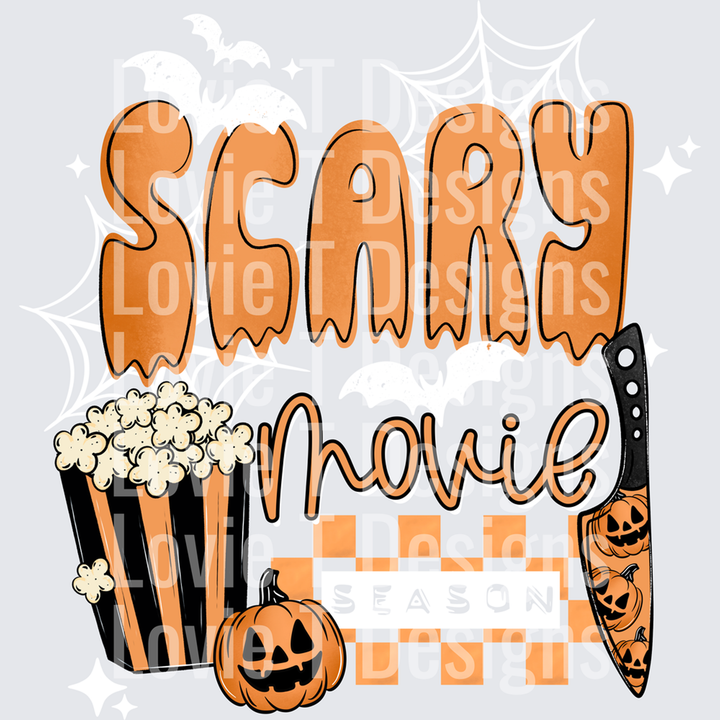 Scary Movie Season Orange and Black White Accents – DTF Transfer