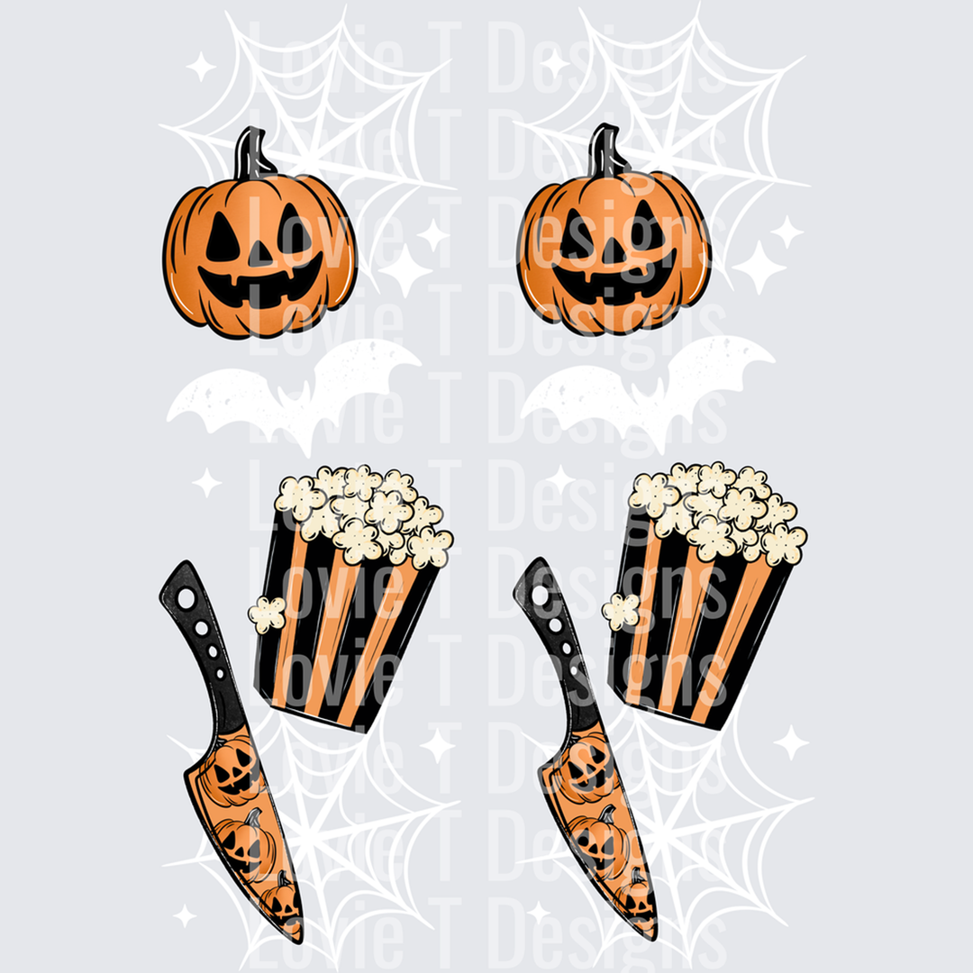 Scary Movie Season Orange and Black White Accents Sleeve – DTF Transfer