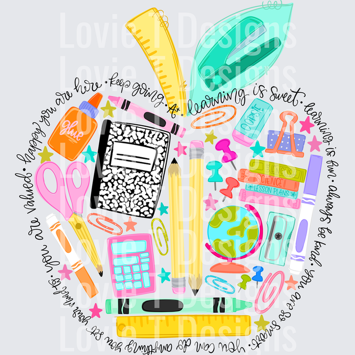 School Supply Apple – DTF Transfer