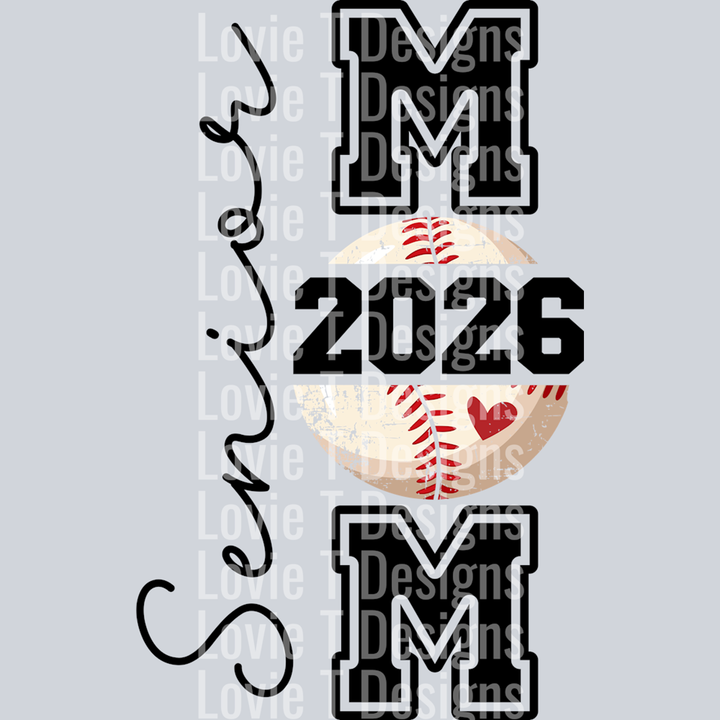 Senior Mom Baseball Mom Back 2026 Black – DTF Transfer