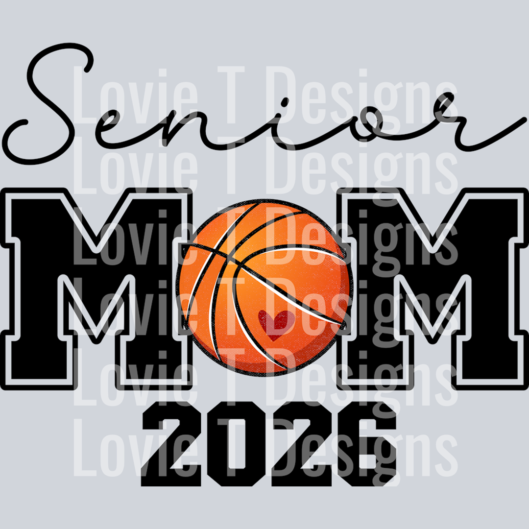Senior Mom Basketball Front Black – DTF Transfer