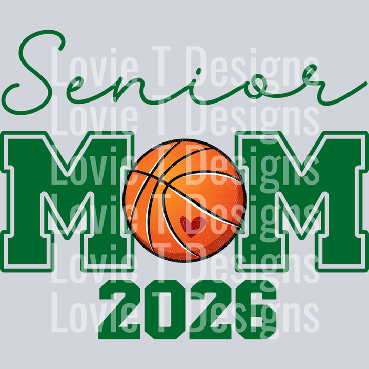 Senior Mom Basketball Front Green – DTF Transfer