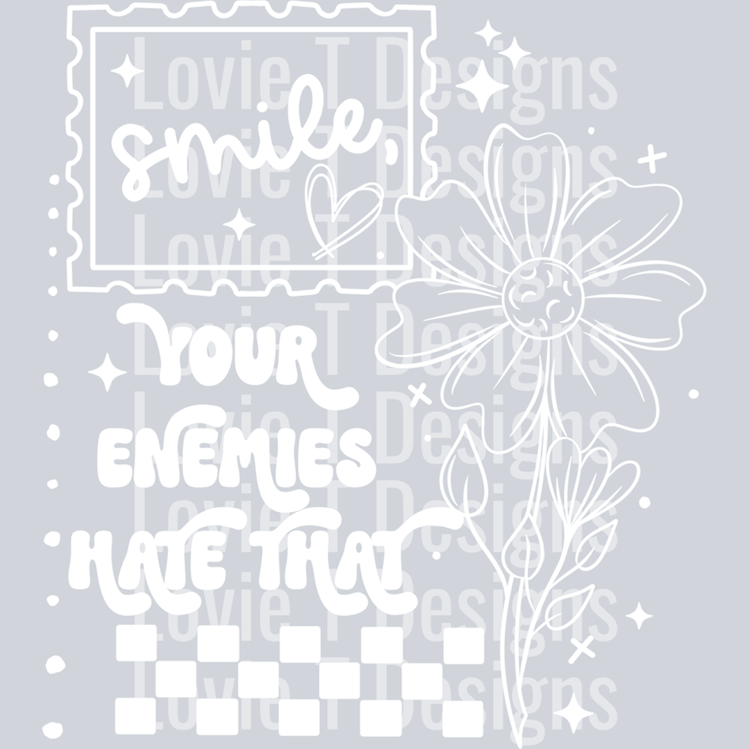 Smile Enemies Single Color White – DTF Transfer