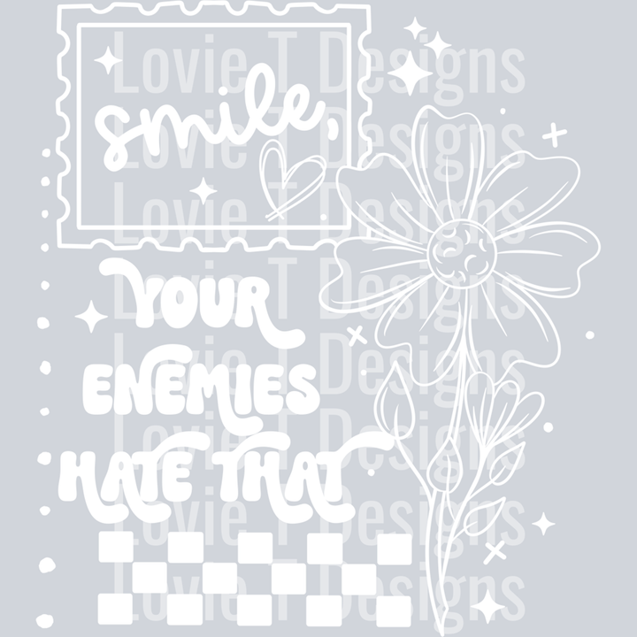 Smile Enemies Single Color White – DTF Transfer