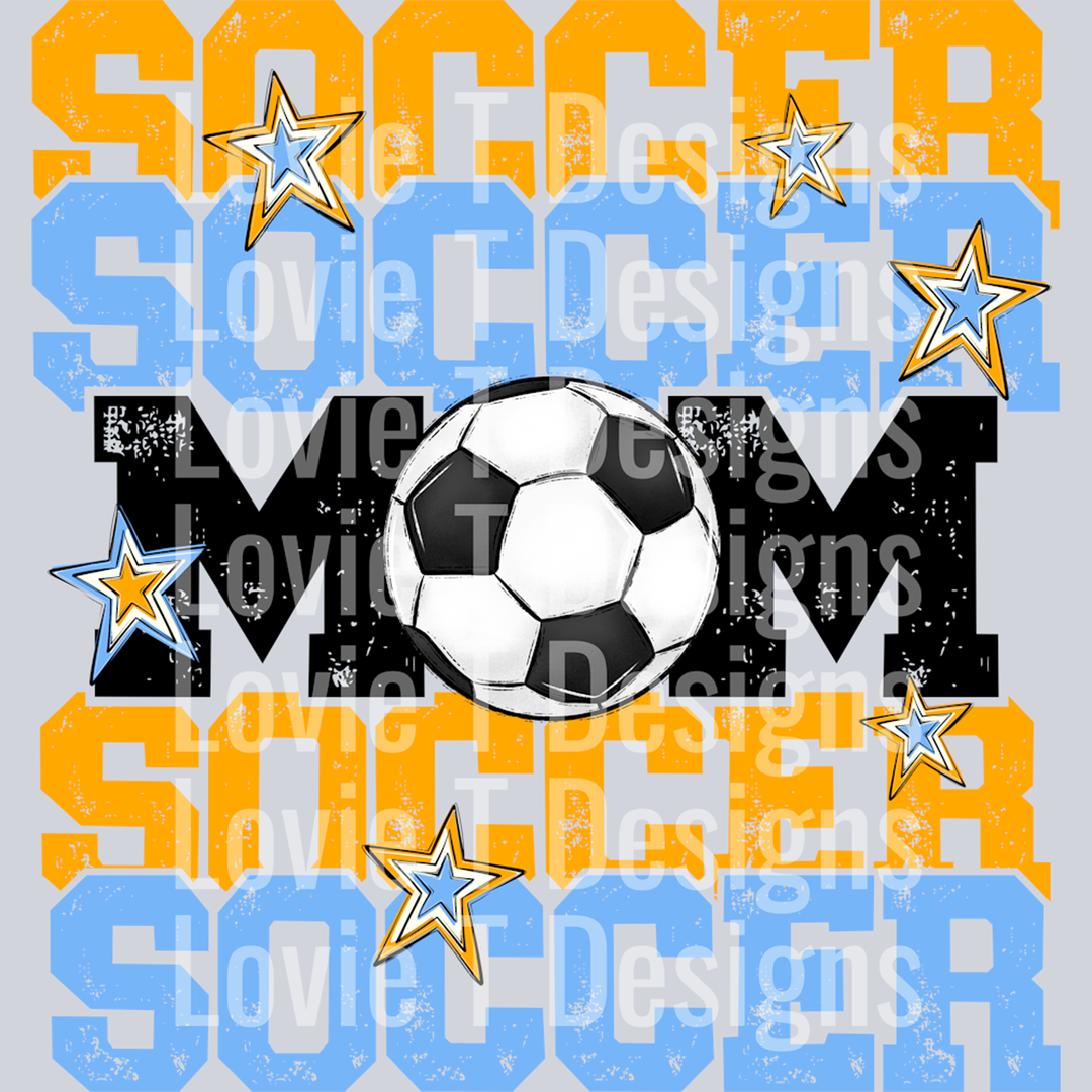 Soccer Mom Carolina Blue Yellow Gold – DTF Transfer