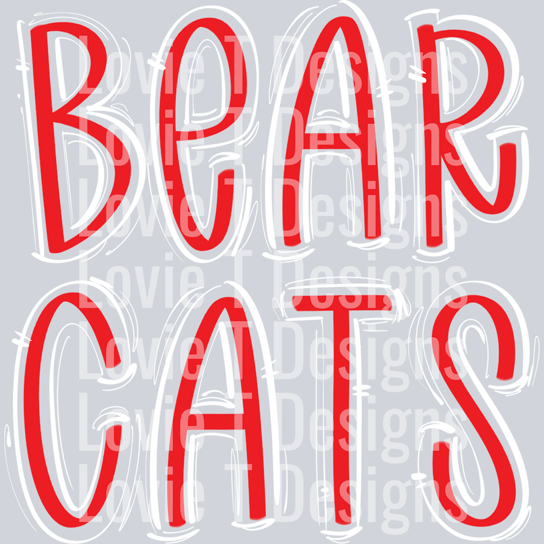 Spaced Out Bearcats Red Base White Top Regular – DTF Transfer