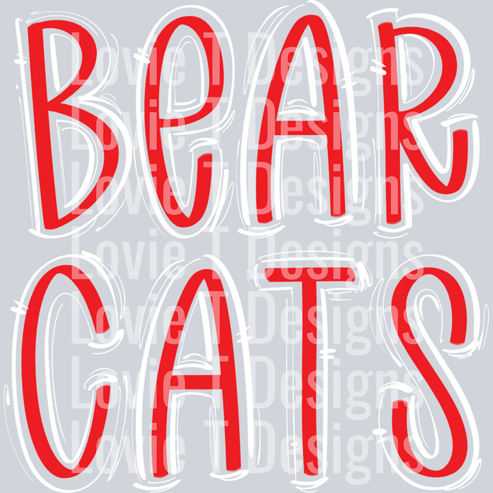 Spaced Out Bearcats Red Base White Top Regular – DTF Transfer