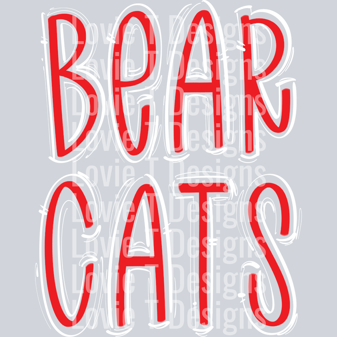 Spaced Out Bearcats Red Base White Top Tall – DTF Transfer