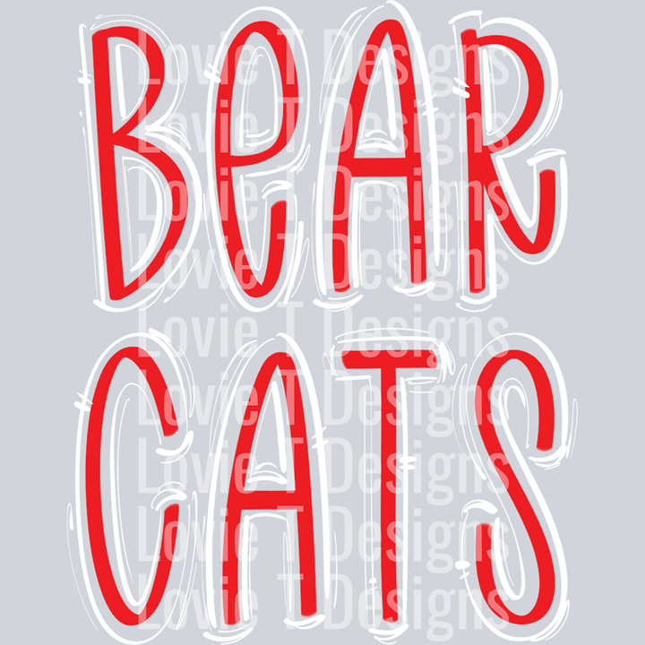 Spaced Out Bearcats Red Base White Top Tall – DTF Transfer