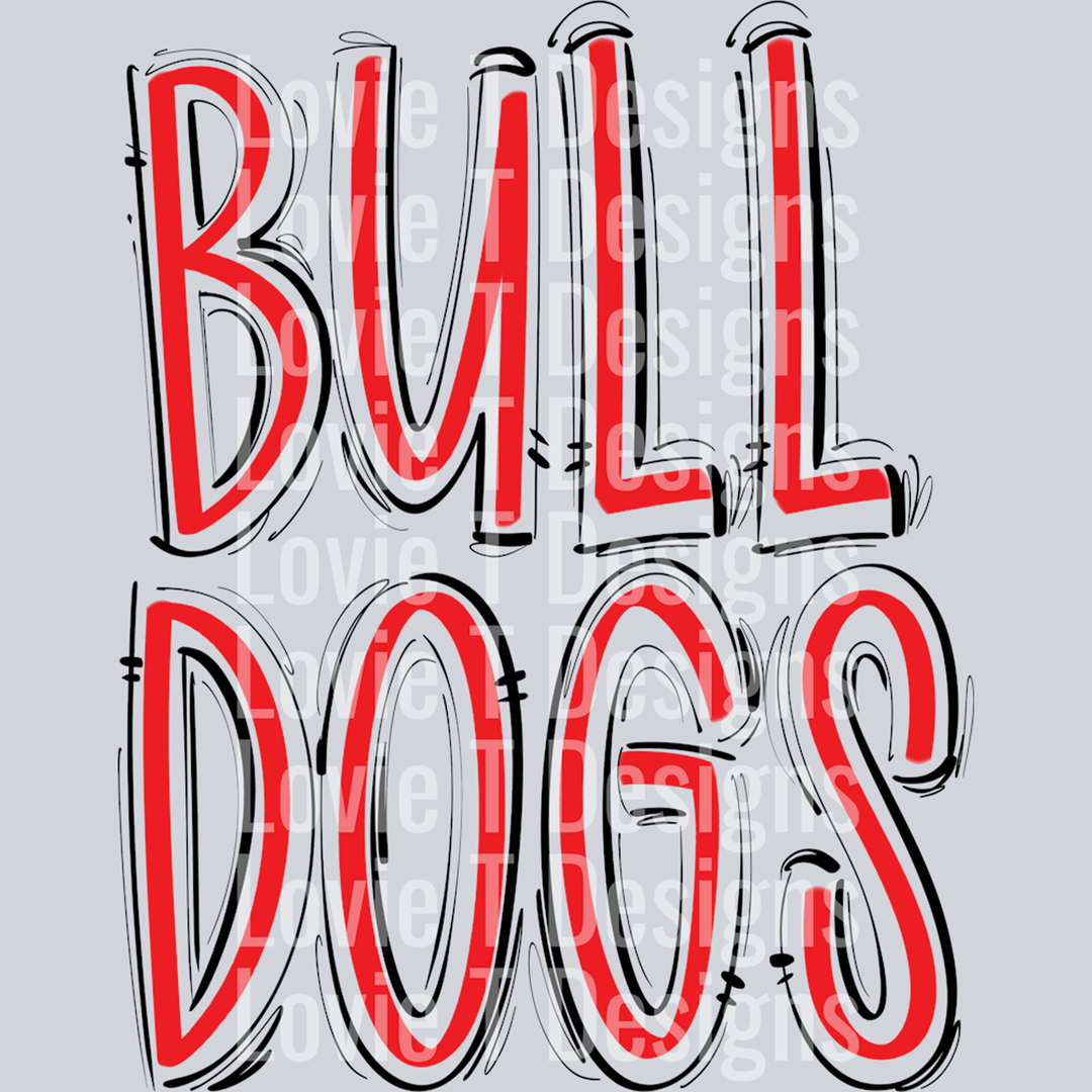 Spaced Out Bulldogs Red Base Black Top Tall – DTF Transfer