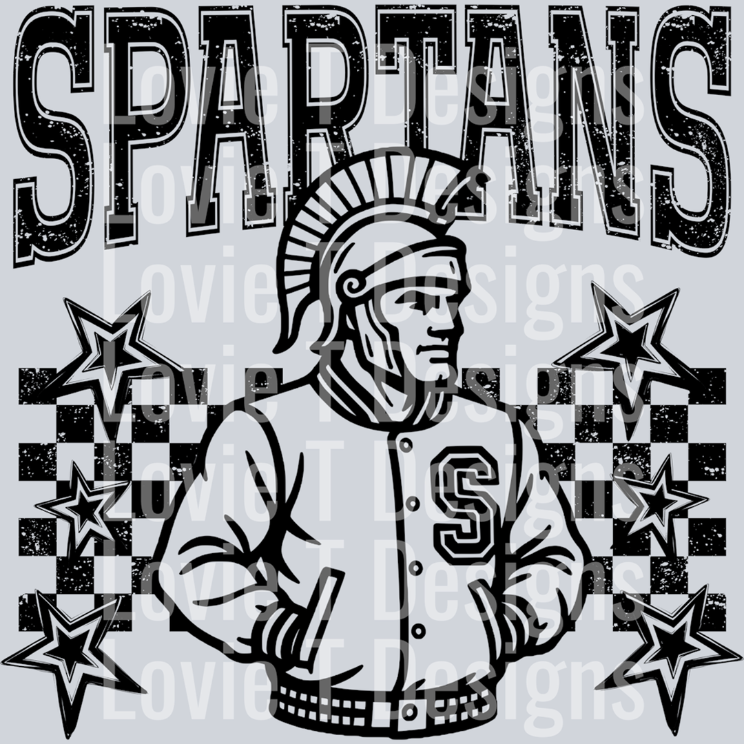 Spartans Checkered and Stars – DTF Transfer
