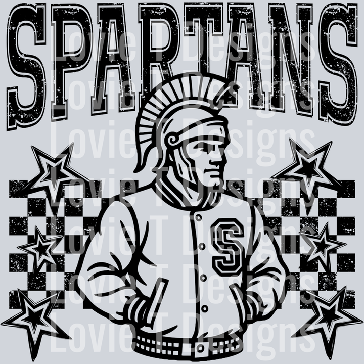 Spartans Checkered and Stars – DTF Transfer